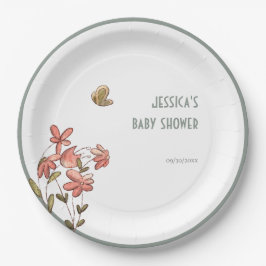 Butterfly Floral Girl Babydusche Pappteller