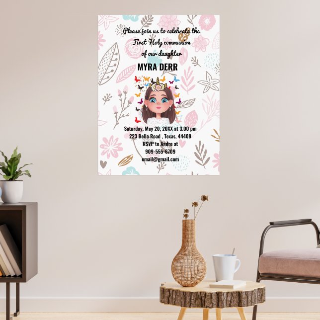 Butterfly Floral Girl First Heilige Kommune einlad Poster (Wohnzimmer 3)
