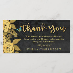 Butterfly Floral Gold & Black Danke Beileid