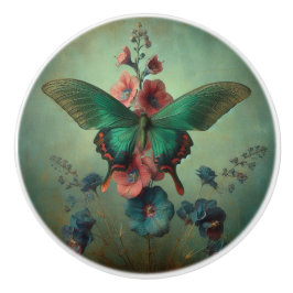 Butterfly Floral Keramik Pull Keramikknauf