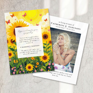 Butterfly Floral Memorial Foto Beileid Beerdigung Dankeskarte