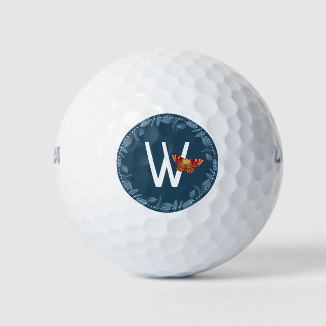 Butterfly Floral Monogram Golfball (Vorderseite)