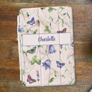 Butterfly Floral Pattern Pink Personalized iPad Air Hülle