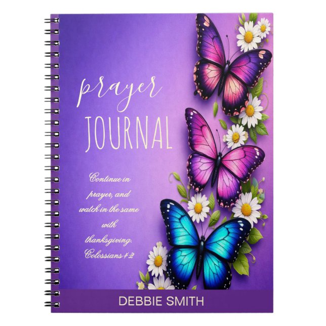 Butterfly Floral Personalized Prayer Journal Notizblock (Vorderseite)