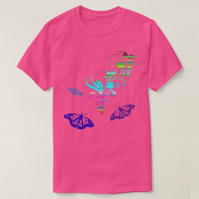 Butterfly Floral Rainbow T-Shirt (Design vorne)