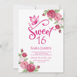 Butterfly Floral Sweet 16 Invitation Einladung