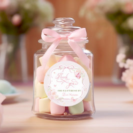 Butterfly Floral Thank You Fluttering By  Runder Aufkleber