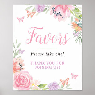 Butterfly Florals Gastgeschenke unterzeichnen Poster