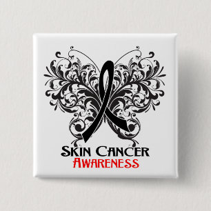 Butterfly Flourish Skin Cancer Awareness Button