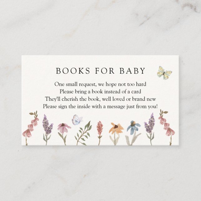 Butterfly Flower Garden Books for Baby Request Begleitkarte (Vorderseite)