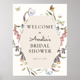 Butterfly Flower Garden Bridal Begrüßungszeichen Poster