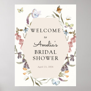 Butterfly Flower Garden Bridal Begrüßungszeichen Poster
