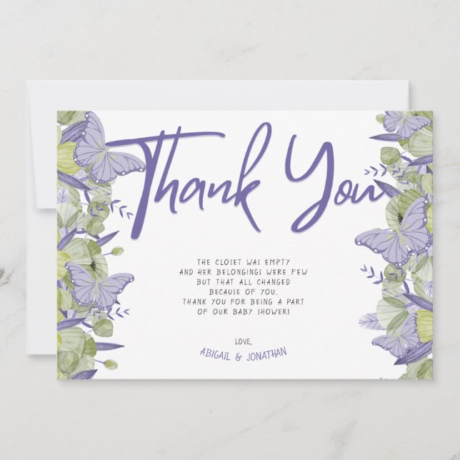 Butterfly & Flower Girl Danke Karte (Vorderseite)