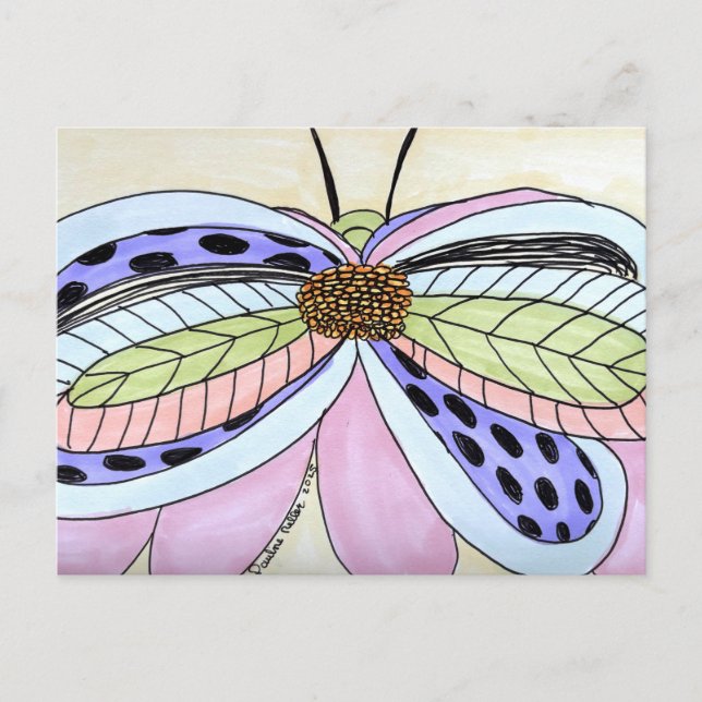Butterfly Flower Postcard Postkarte (Vorderseite)