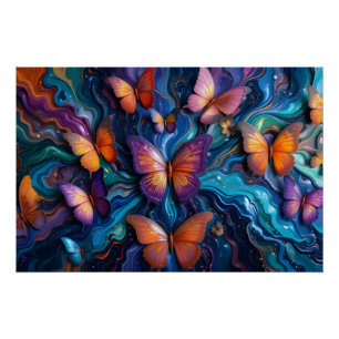 Butterfly Fluid Art Poster