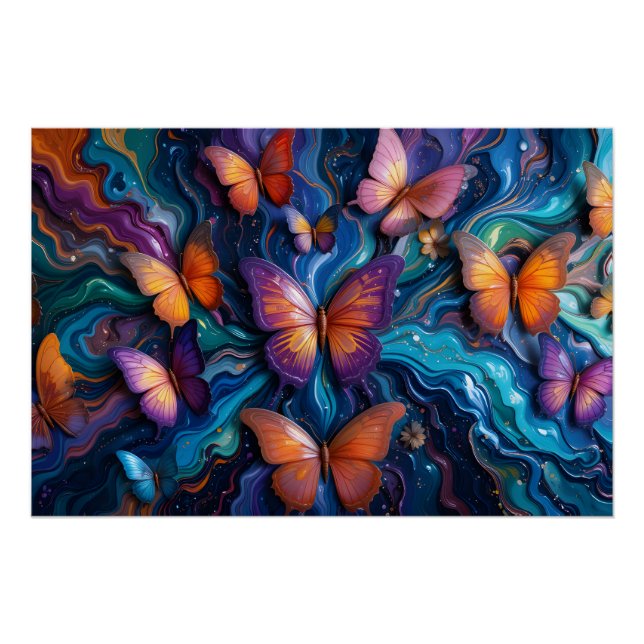 Butterfly Fluid Art Poster (Vorderseite)