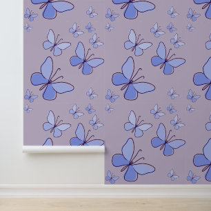Butterfly Flutter in Blue, Lavendel Tapete