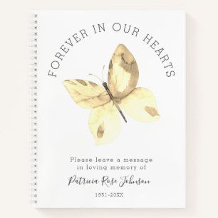 Butterfly Forever in Our Hearts Funeral Guest Book Notizbuch