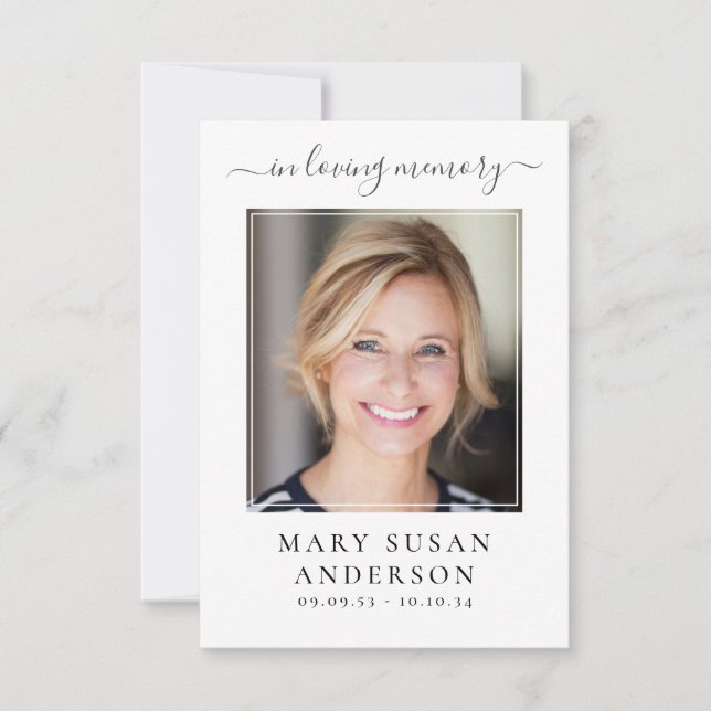 Butterfly Foto Beerdigung Gedenkkarte Mitteilungskarte (Vorderseite)