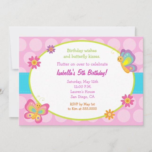 Butterfly Foto Geburtstagsfeier Einladung (Vorderseite)