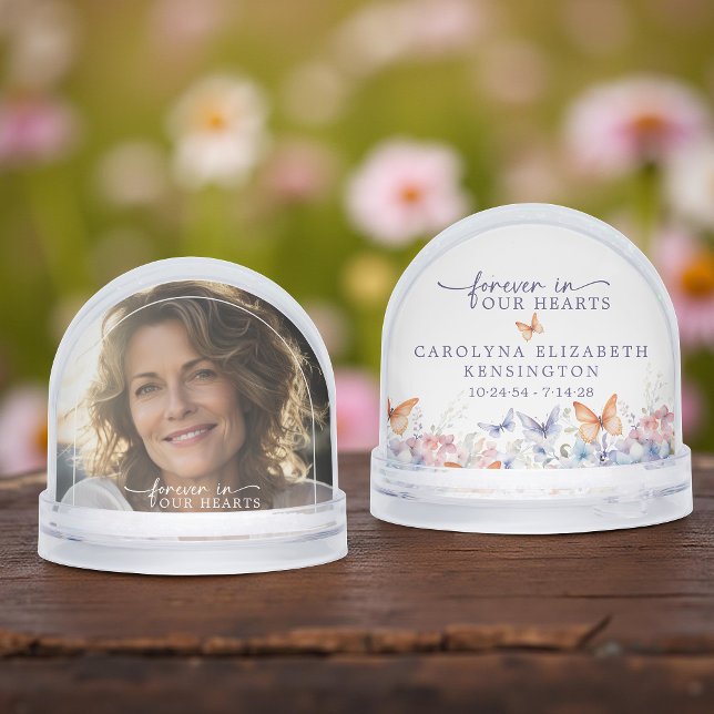 Butterfly-Foto Schneekugeln (Butterfly Floral Memorial Photo Keepsake Snow Globe)