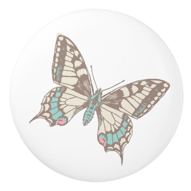 Butterfly-Frack skizziert Kunstgriff Keramikknauf (Vorderseite)