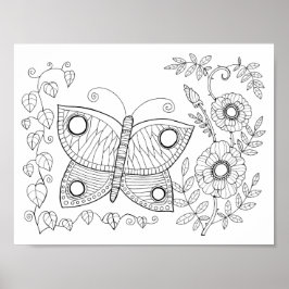Butterfly Garde Imitate Gem Coloring Page Art Post Poster