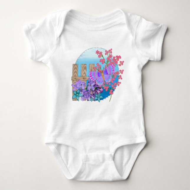 Butterfly Garden 3D Whimsey Baby Strampler (Vorderseite)