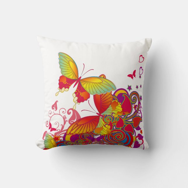 Butterfly Garden ArtDeco American MoJo Pillow Kissen (Vorderseite)