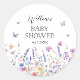 Butterfly Garden Baby Shower Favor Stickers