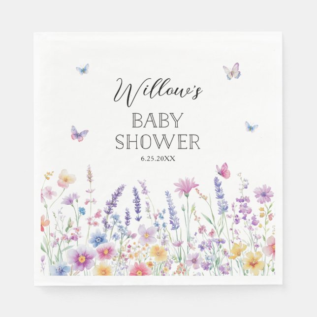 Butterfly Garden Baby Shower Napkins Serviette (Vorderseite)