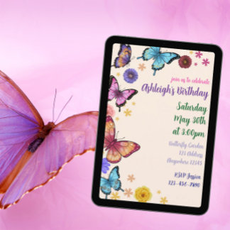 Butterfly Garden Birthday  Einladung