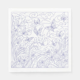 Butterfly Garden Blue Serviette