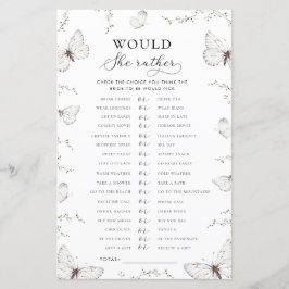 Butterfly Garden Bridal Would She Rather Game