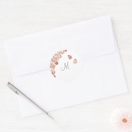 Butterfly Garden Dusty Peach Strip Monogramm Runder Aufkleber