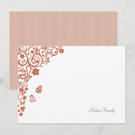 Butterfly Garden Dusty Peach Strip Name Mitteilungskarte