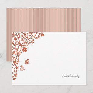 Butterfly Garden Dusty Peach Strip Name Mitteilungskarte