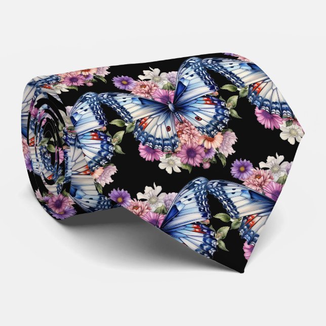 Butterfly Garden Elegantes Muster Neck Tie Krawatte (Gerollt)