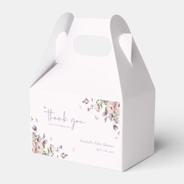 Butterfly Garden Floral Baby Dusche Vielen Dank Geschenkschachtel (Vorderseite)