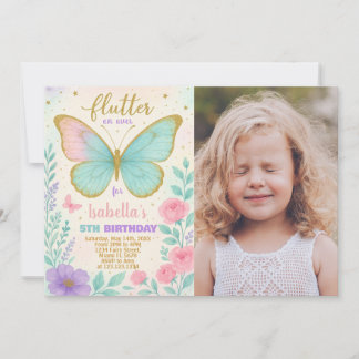 Butterfly Garden Geburtstag Einladung mit Foto