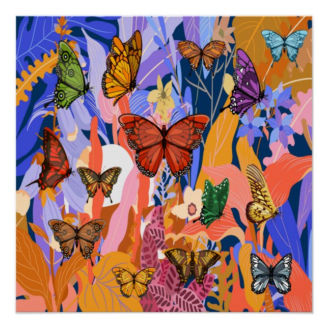 Butterfly Garden Glossy Poster (Vorderseite)