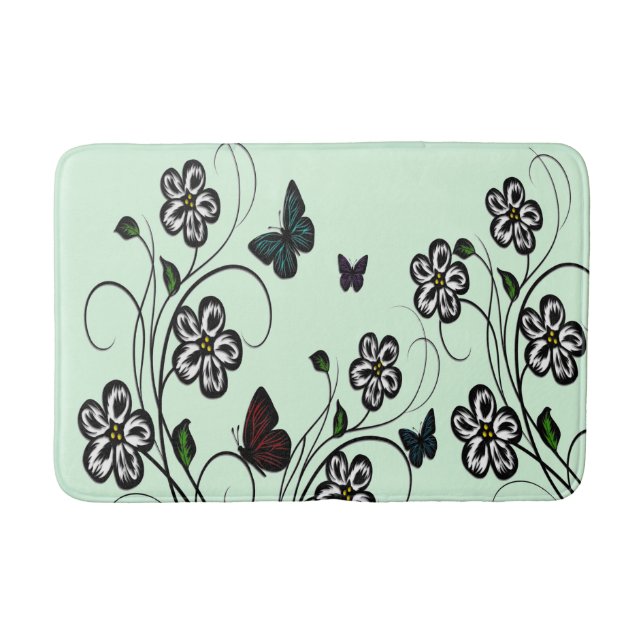 Butterfly Garden Green Badematte (Vorderseite)