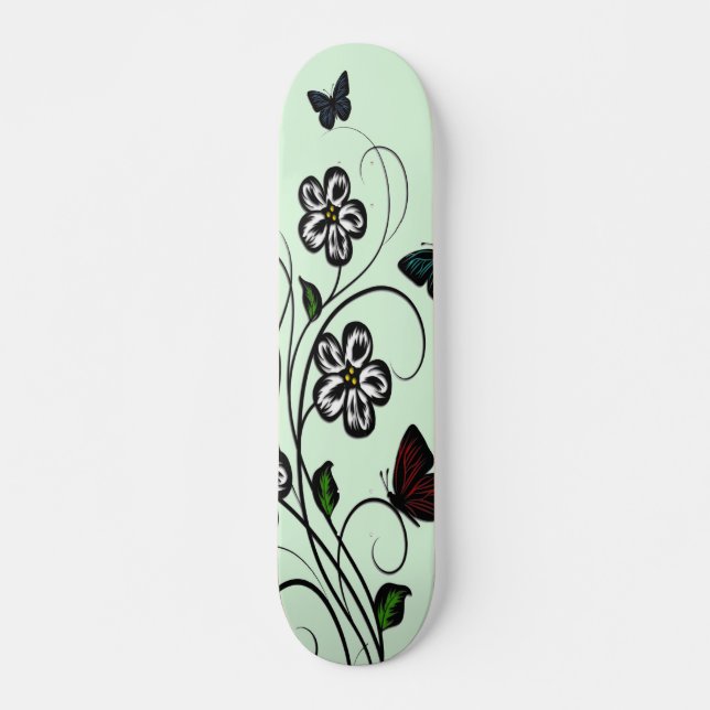 Butterfly Garden Green Skateboard (Vorne)