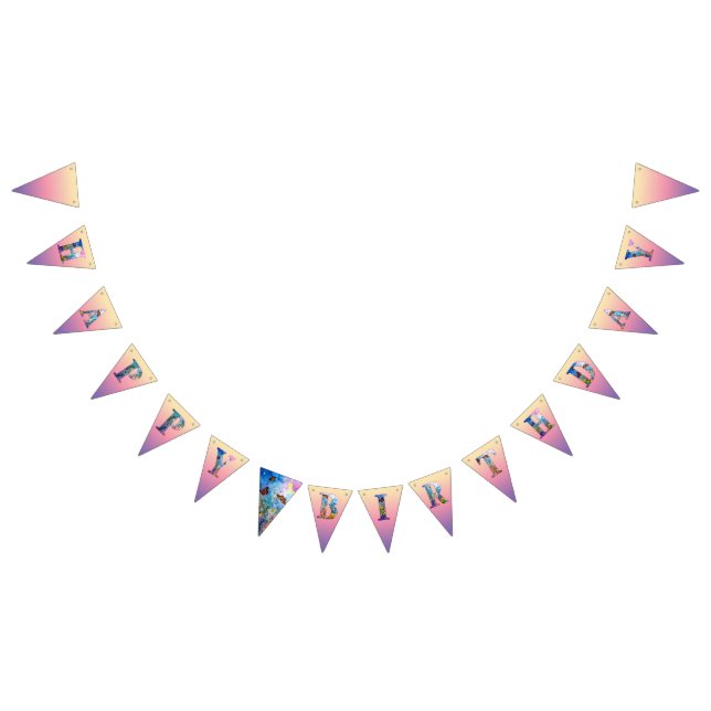 Butterfly Garden Happy Birthday Bunting Flags Wimpelkette (Alle)