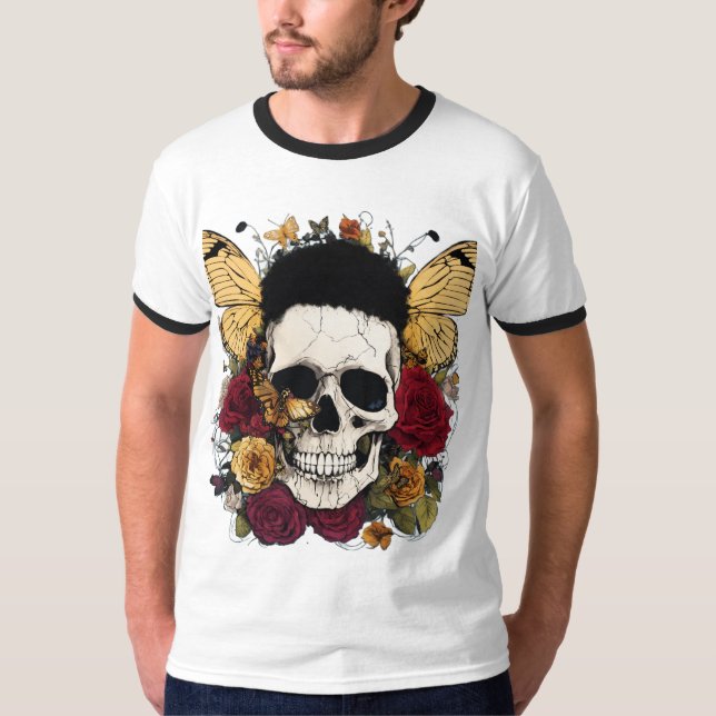 Butterfly Garden Harmony – Nature-Inspired Floral  T-Shirt (Vorderseite)