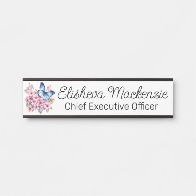 Butterfly Garden Light Blue Office Türschild (Vorderseite )