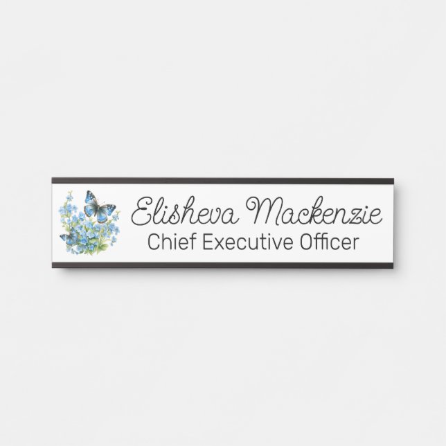 Butterfly Garden Light Blue Office Türschild (Vorderseite )