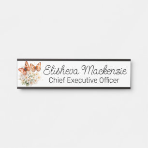 Butterfly Garden Orange und White Office Türschild