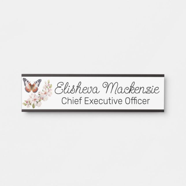 Butterfly Garden Orange und White Office Türschild (Vorderseite )