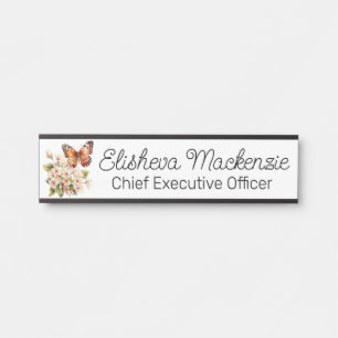 Butterfly Garden Orange und White Office Türschild